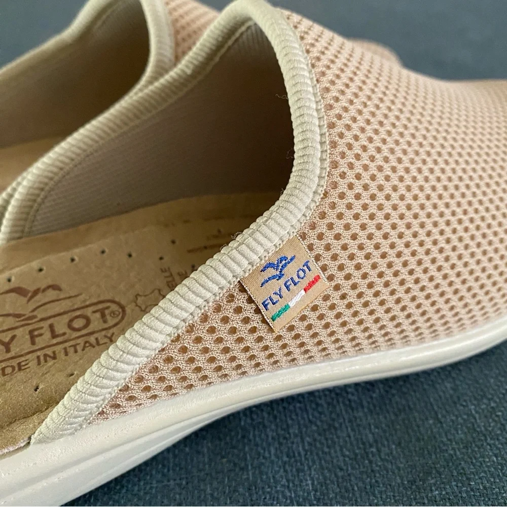 Fly Flot Clog Slip-on Mule Tan Mesh Comfort Anti-shock Anatomic Size US 7.5 - Picture 1 of 11